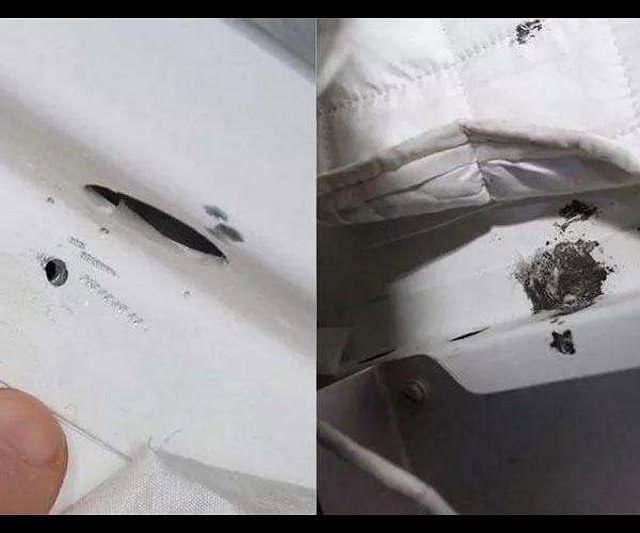 Detalle del orificio descubierto en la nave Soyuz