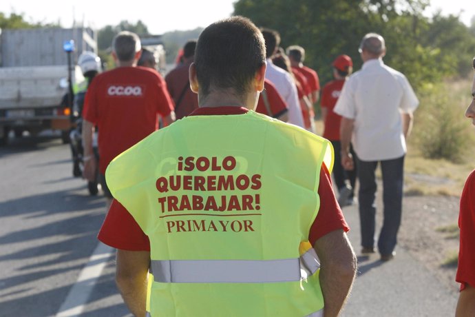 Trabajadores de la empresa cárnica Primayor se manifiestan en 2010