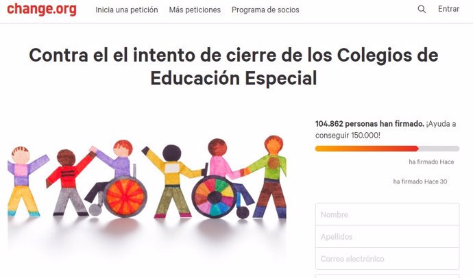 Petición 'Contra el el intento de cierre de los Colegios de Educación Especial'