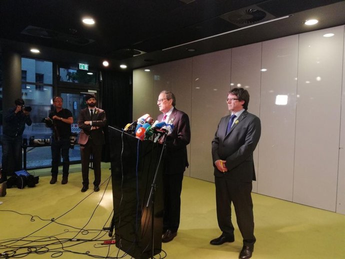 Quim Torra y Carles Puigdemont en Berlín en mayo (Archivo)