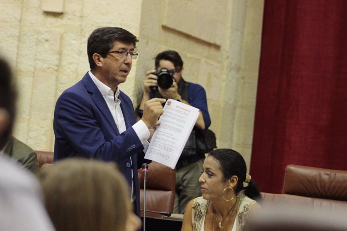 El líder andaluz de Cs, Juan Marín, en el Parlamento