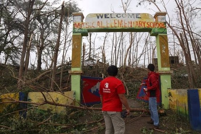 Una escuela arrasada por el tifón 'Mangkhut' en Filipinas