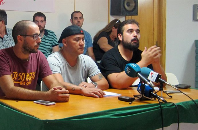 El portavoz nacional del SAT, Oscar Reina, en un acto en Jaén.