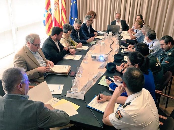 Junta de Seguretat de Badalona amb l'alcalde i la delegada del Govern central