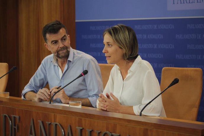 Antonio Maíllo y Marina Albiol, de IU, en rueda de prensa