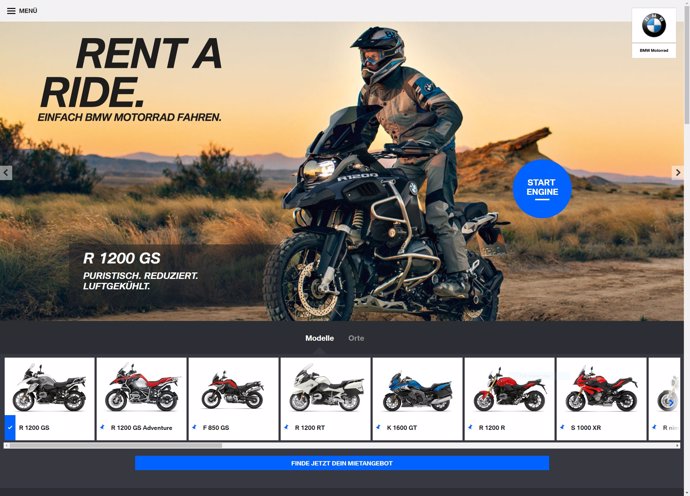 Imagen promocional del servicio de alquiler de motos de BMW 'Rent a RIde'