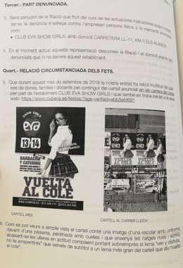 Denuncia de Dones de Lleida por la publicidad de un prostíbulo