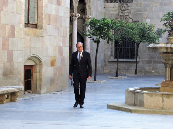 El president Quim Torra en el Pati dels Tarongers de la Generalitat