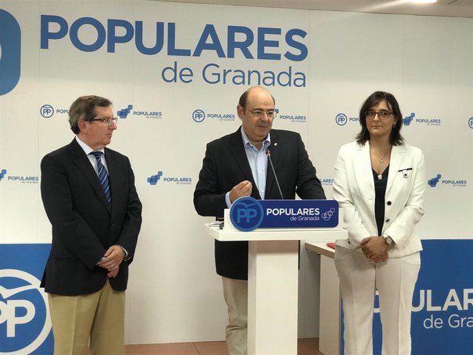Los senadores del PP Sebastián Pérez, Luis González y María José Martín