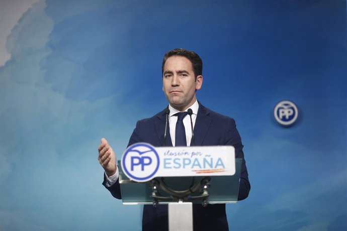 Rueda de prensa del secretario general del PP, Teodoro García, en la sede nacion