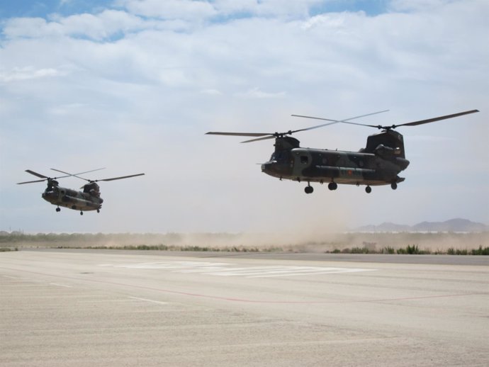 Helicópteros Chinook en el ejercicio SOFEX-16 del Ejército