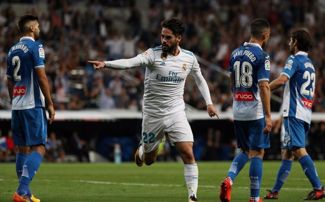 Isco celebra un gol contra el RCD Espanyol en LaLiga 