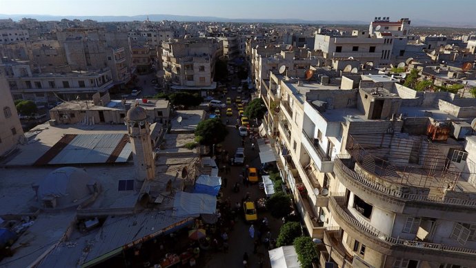 Una vista aérea de Idlib capturada con un drone