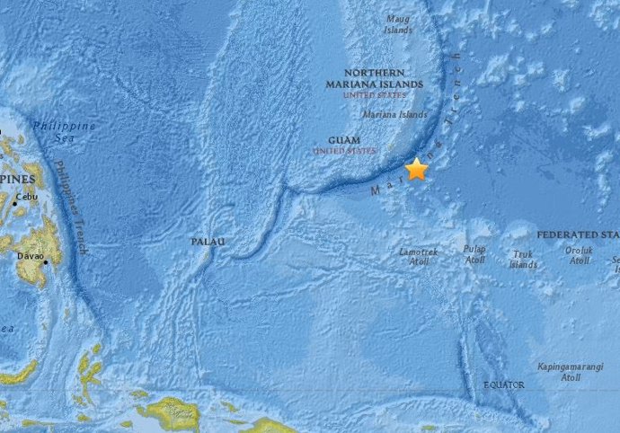 Terremoto frente a las costas de Guam (EEUU)