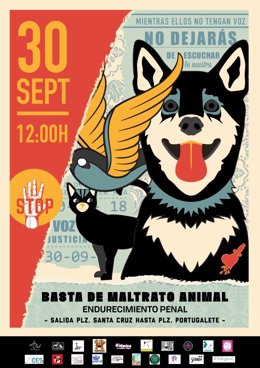 Cartel Manifestación Maltrato Animal  22-9-2018