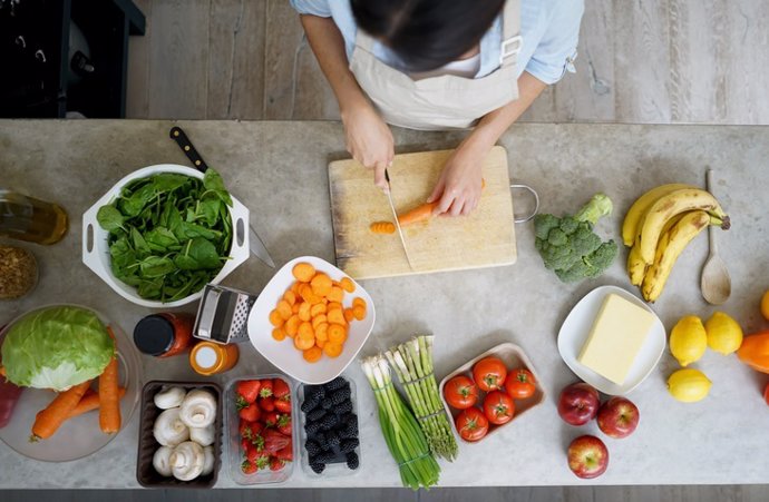 Mujer, verduras, mediterranea, comida