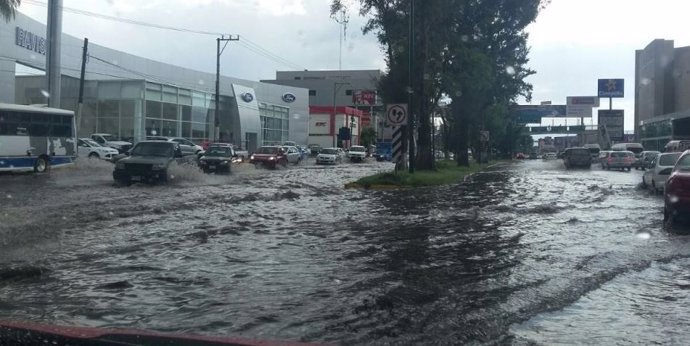 Calles inundadas en Michoacán