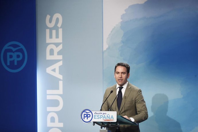 Rueda de prensa del secretario general del PP, Teodoro García, en la sede nacion