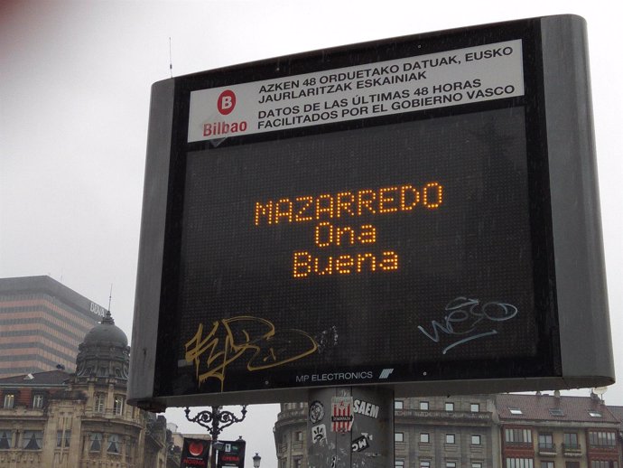 Panel con información sobre la calidad del aire en Bilbao