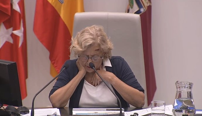 La alcaldesa de Madrid, Manuela Carmena, en el debate del estado de la Ciudad