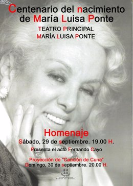 Cartel con el homenaje a María Luisa Ponte. 