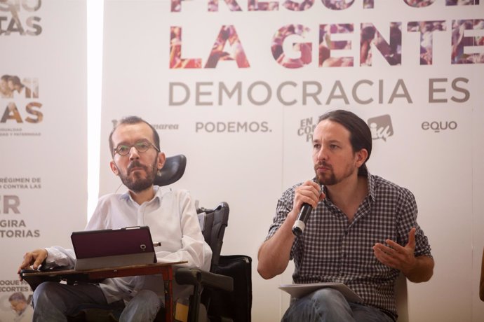 Pablo Iglesias y Pablo Echenique en el Círculo de Bellas Artes de Madrid