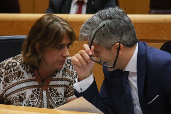 Fernando Grande- Marlaska y Dolores Delgado hablan en el Senado