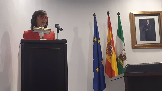 Rosa Aguilar, durante su conferencia en Córdoba