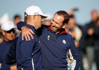 García y Rahm entrenan 'fourballs' con el sueco Noren y con el inglés Casey
