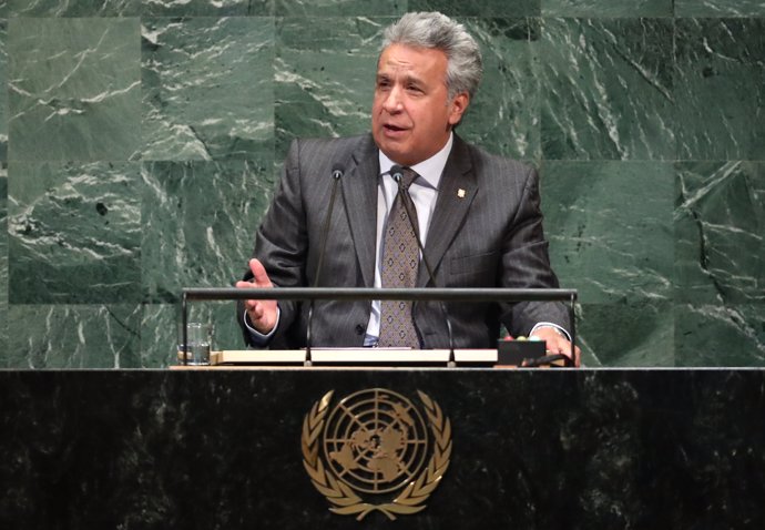 El presidente ecuatoriano Lenín Moreno halando para la ONU.
