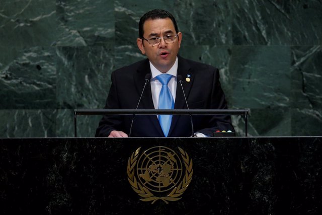 El presidente de Guatemala, Jimmy Morales, ante la Asamblea General de la ONU.
