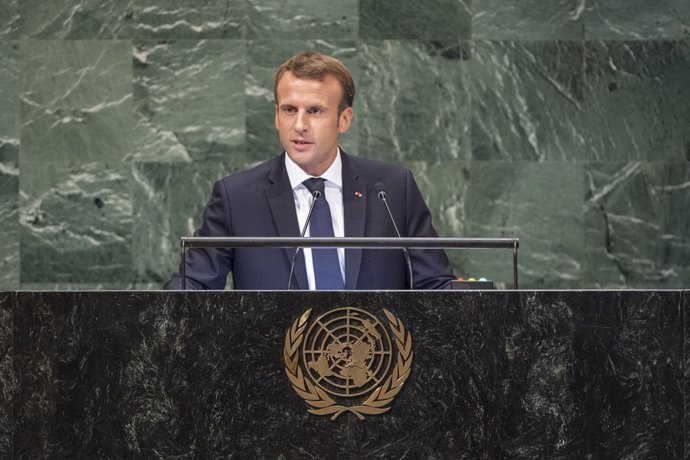 El presiente francés, Emmanuel Macron, ante la Asamblea General de la ONU.