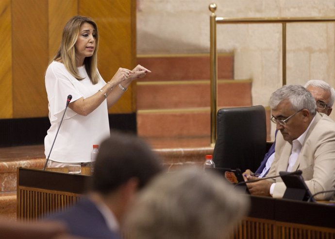 Susana Díaz, en el pleno del Parlamento de Andalucía
