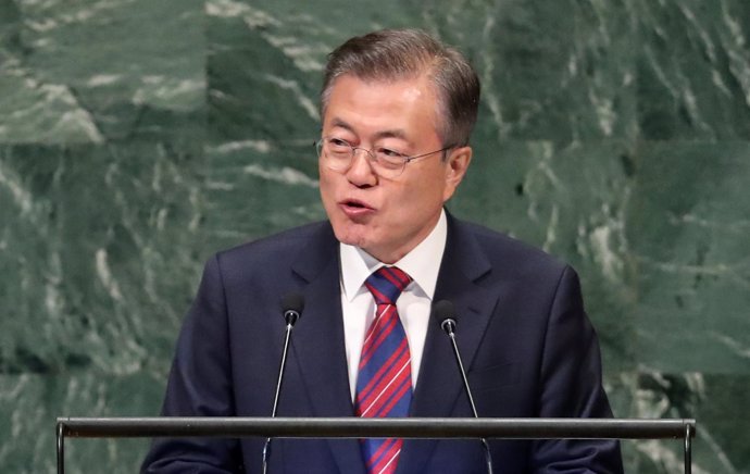 El presidente de Corea del Sur, Moon Jae In, ante la Asamblea General de la ONU