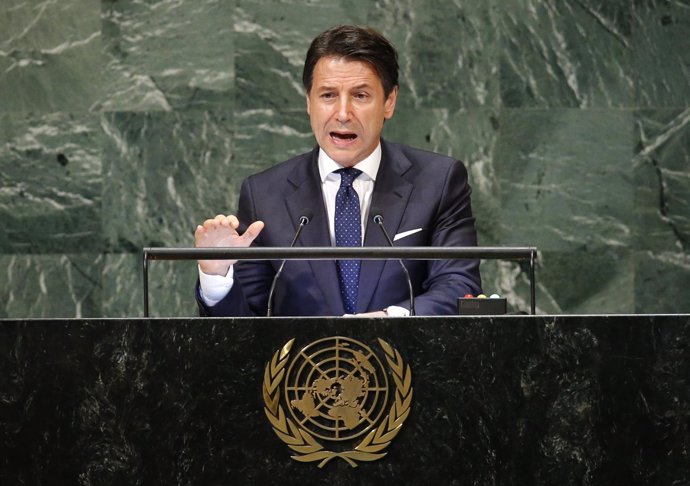 El primer ministro de Italia, Giuseppe Conte, en la Asamblea General de la ONU