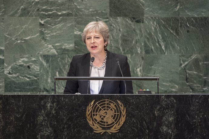 La primera ministra de Reino Unido, Theresa May, en la ONU.