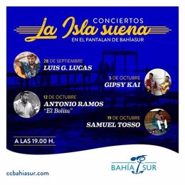 Cartel de presentación del ciclo de conciertos 'La isla suena' en Bahía Sur
