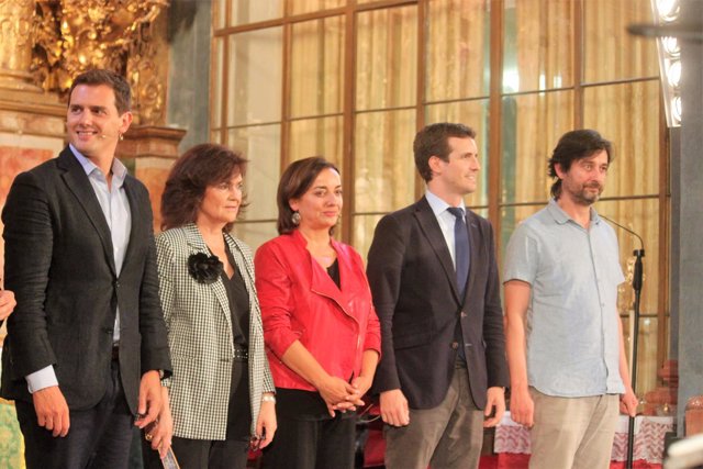 Calvo, Casado, Rivera y Mayoral en un acto en Cádiz