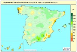 Lluvias en España en el año hidrológico 2017-2018