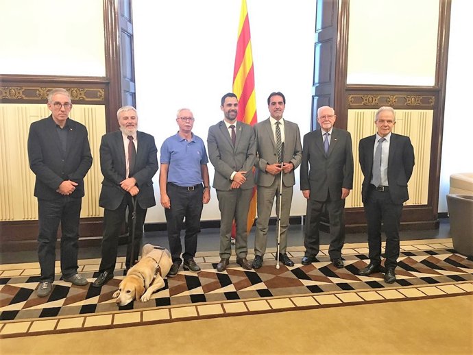 Representants de Càritas, Creu Roja i Once amb el pt. Del Parlament R.Torrent