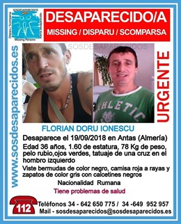 Cartel de búsqueda de Florian, desaparecido en Antas