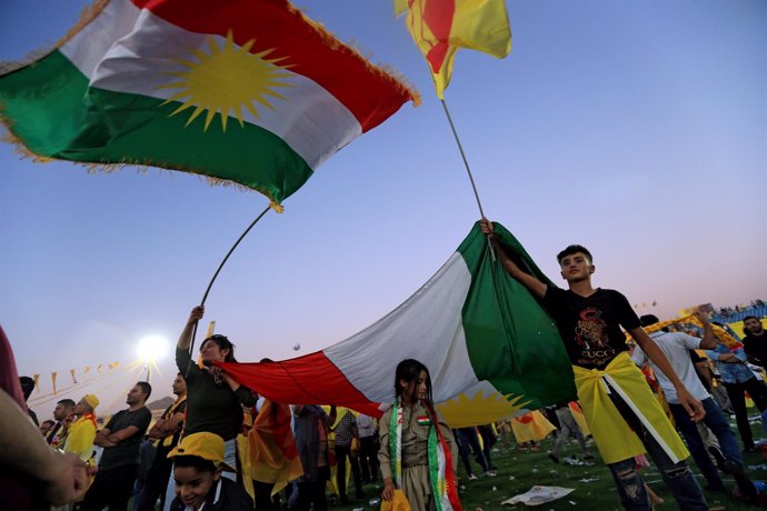Seguidores de Masud Barzani en el Kurdistán iraquí