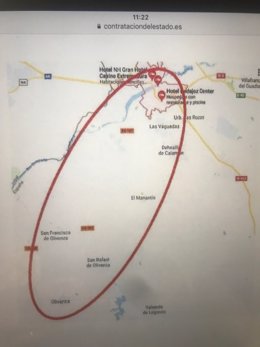 Plano de la actuación en la carretera de Badajoz a Olivenza