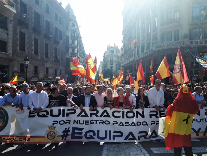 Manifestación de policías nacionales de Jusapol en Barcelona