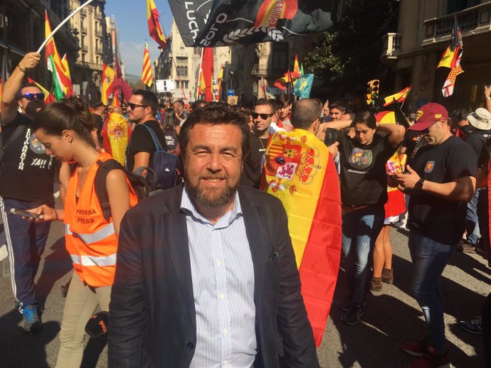 Miguel Gutiérrez (Cs) en la manifestación de Jusapol en Barcelona