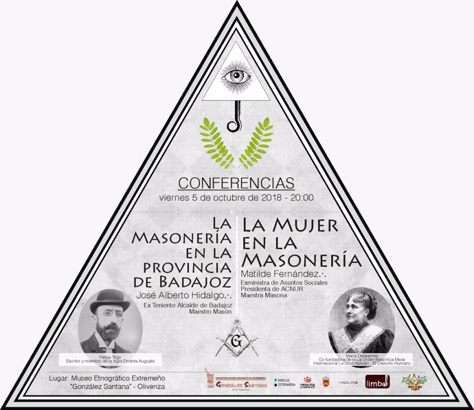 Cartel de las conferencias en Olivenza sobre masonería