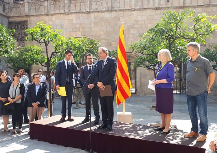 President Quim Torra, vicepresident Pere Aragonès: primer aniversari de el 1-O
