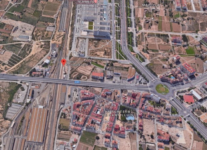 Localización de la estación de la Fonteta de Sant Lluís de València