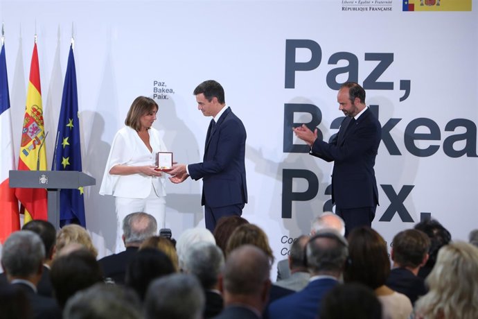 Pedro Sánchez y Édouard Philippe en el acto de cooperación en la lucha antiterro