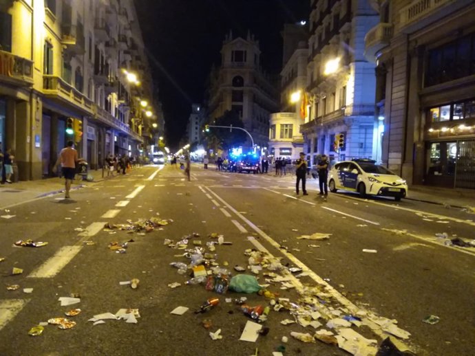 Via Laietana després dels disturbis després de la manifestació de el 1-O a Barce